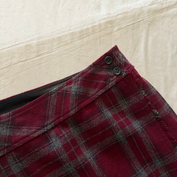 NWOT Red 100% Wool Fringe Plaid Maxi Skirt Plus Size 22W Academia Preppy - Picture 4 of 6